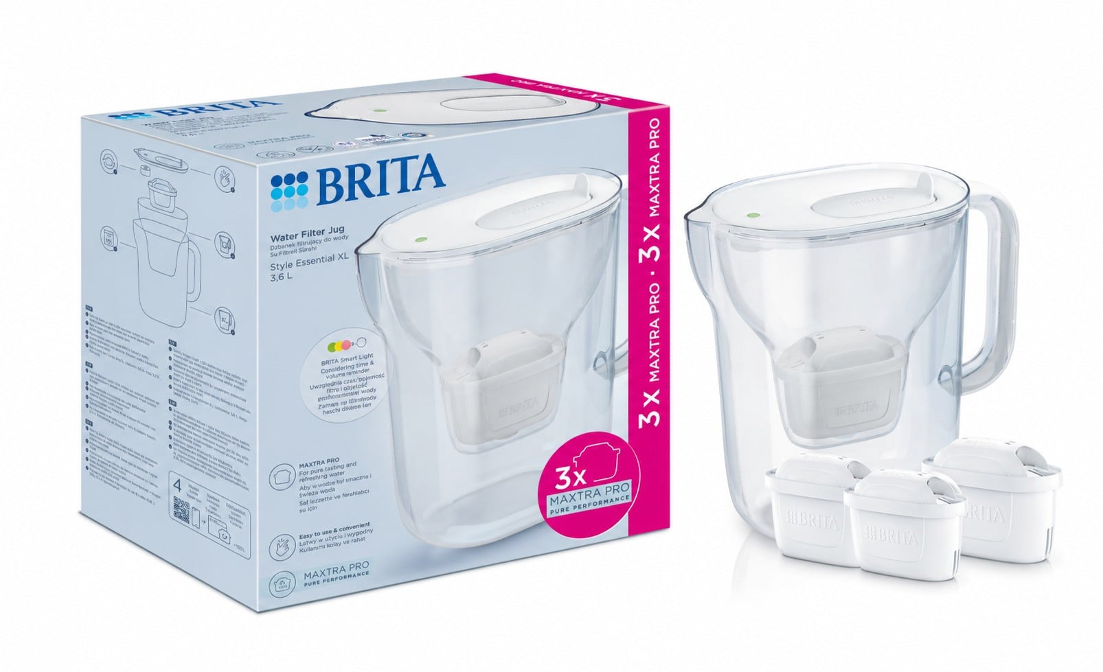 Фільтр-глечик Brita Style Essential XL Mxpro білий + 3 картриджа (1058705)