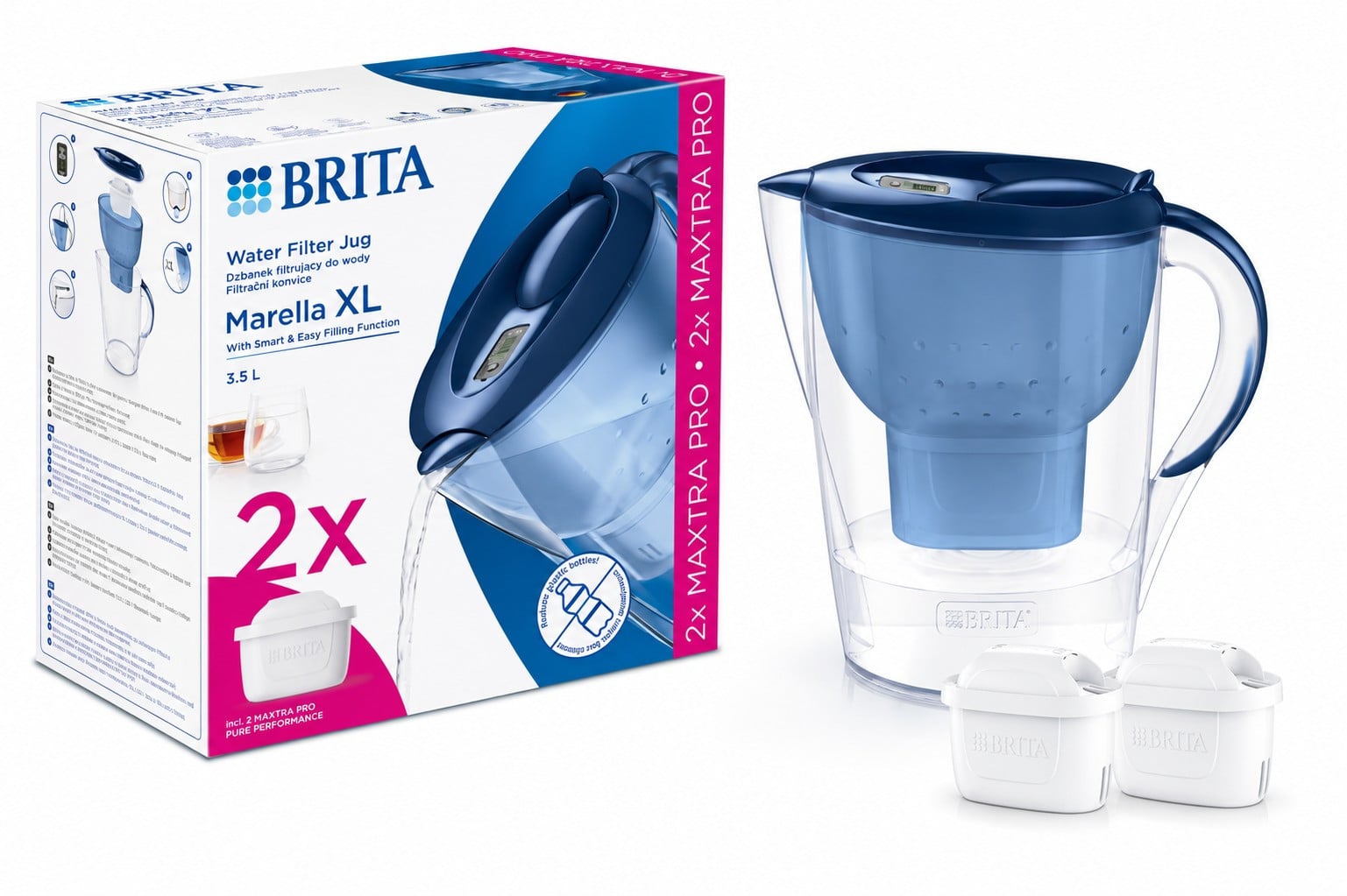 Фільтр-глечик Brita Marella XL MXpro синій + 2 картриджа (1052786)